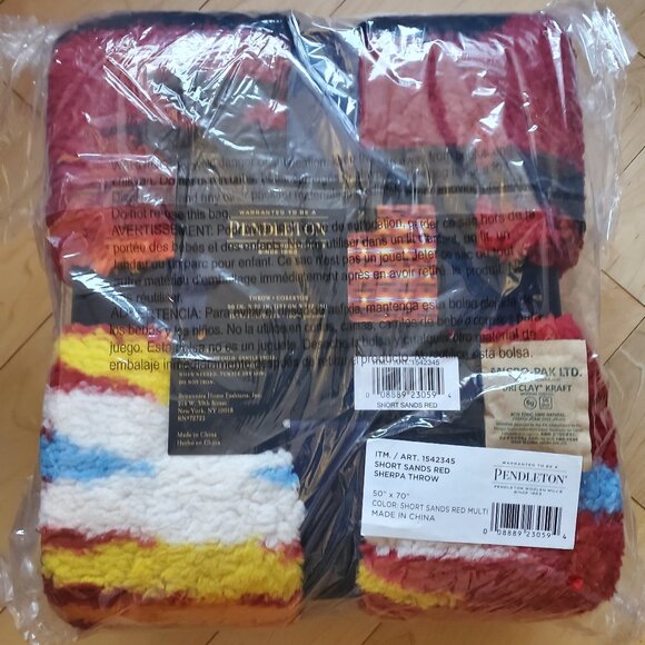 🔥🔥 Pendleton Sherpa Fleece Throw Short Sands Red Reversible 50”x70” New - Picture 2 of 5